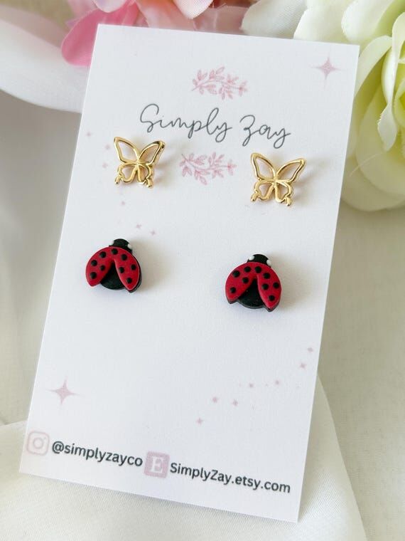 Butterfly and Ladybug Earrings| Spring Earrin...