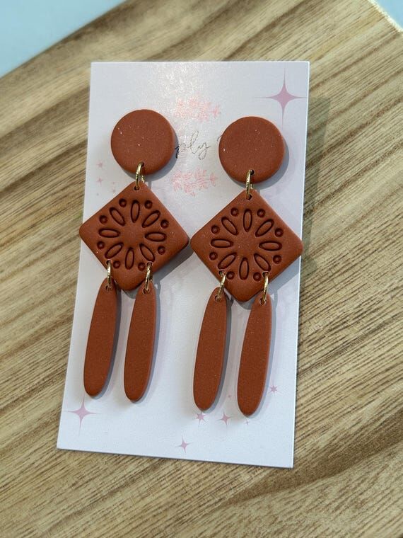 Fall Earrings| Floral Terracotta Earrings| Ha...