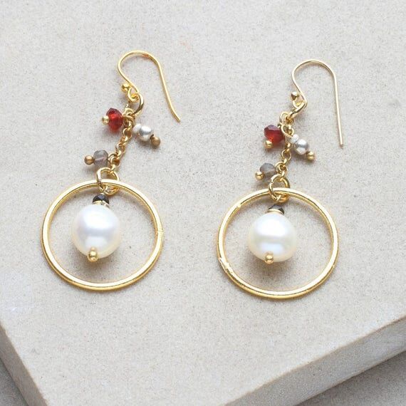 Gold Plated Sterling Silver Earrings, Boho-Ch...