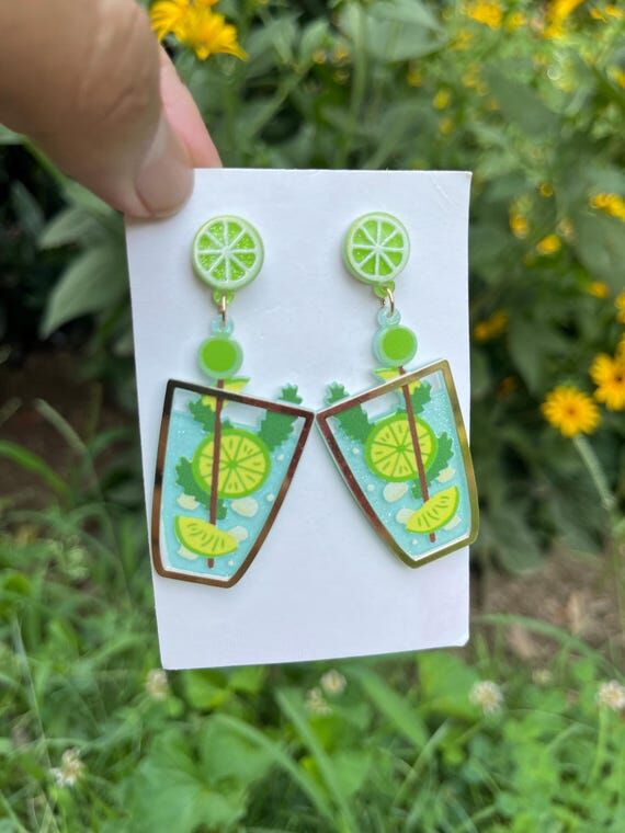 Kawaii Ice Cream Cone Earrings, Glittery Blue...