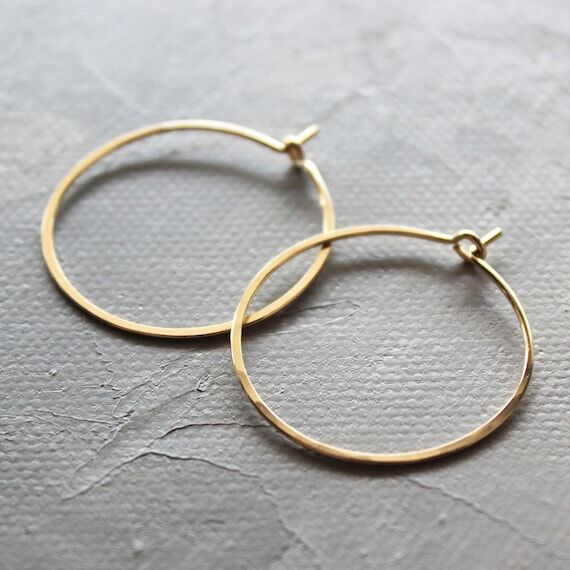 Solid Gold Hoop Earrings - Small Hoop Earring...