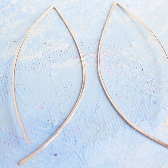 Open Hoop Earrings - Almond Dangle Earrings 1...