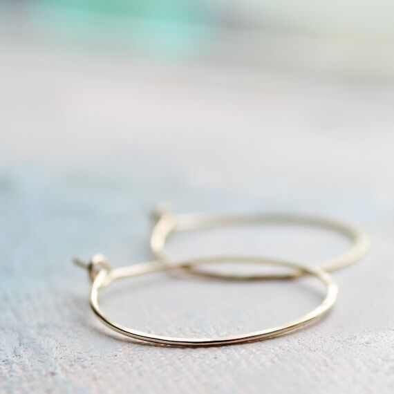 Small 14k Gold Fill Hoop Earrings, Thin Minim...