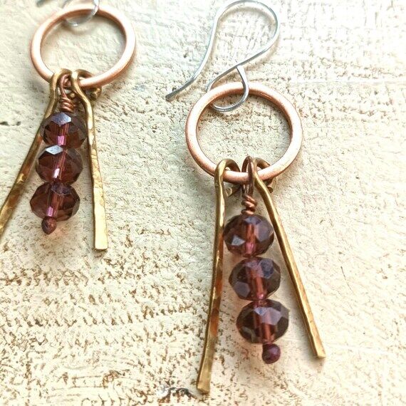 Handmade silver, cooper, brass and ruby cryst...