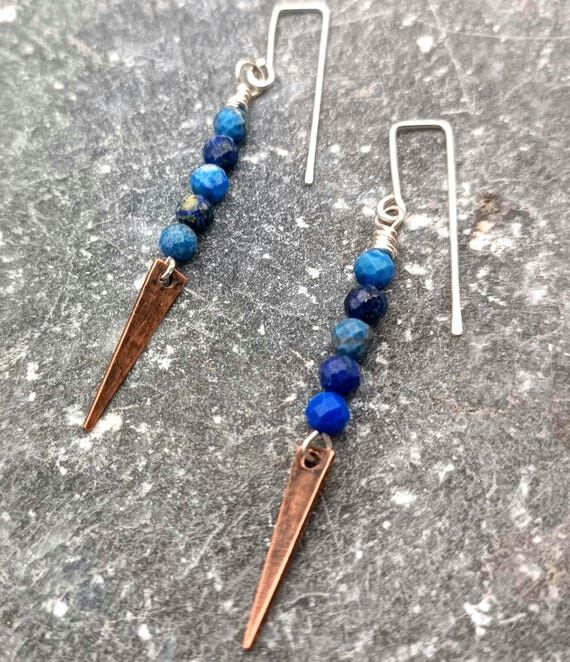 Sterling Silver Earrings with Lapis Lazuli an...
