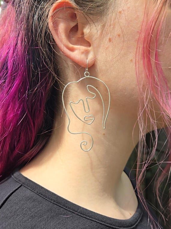 Abstract Face Earrings | Handmade Wire Wrappe...