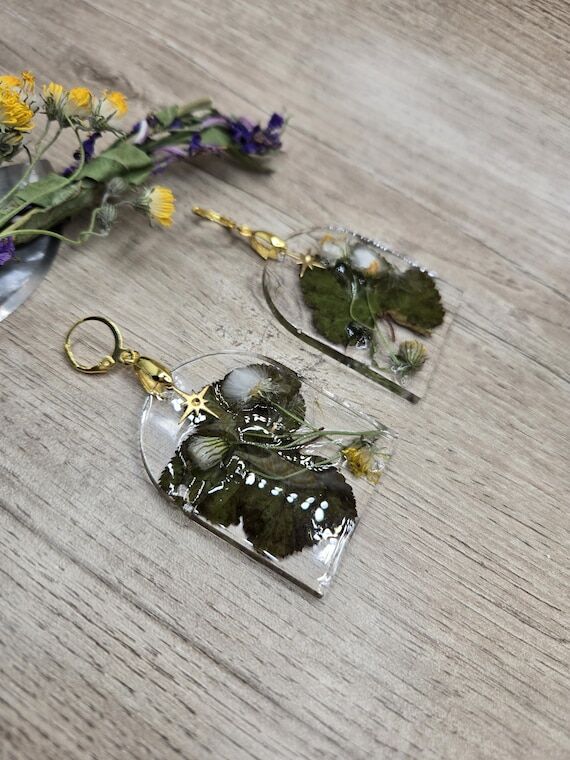 Alaskan Tundra Earrings Resin Cast Hand Picke...