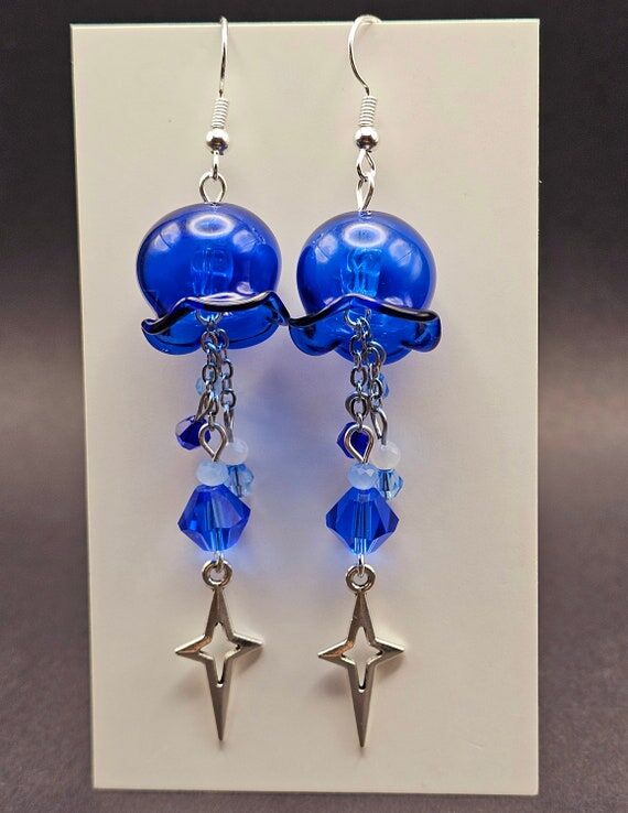 jellyfish earrings, handmade cute dangle drop...