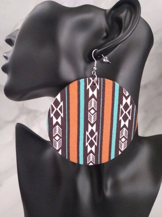 Tribal Stripe Statement Earrings, Geometric P...
