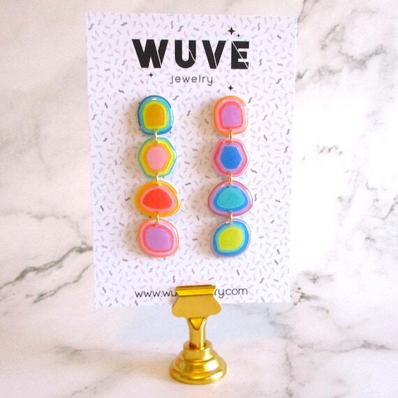 Pastel Rainbow Hypnotic Earrings - Handmade l...