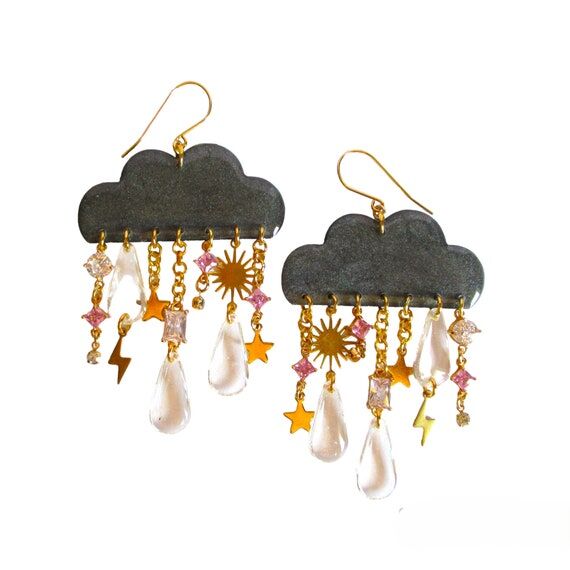 Stormy Cloud Dangle Earrings: Handmade Resin ...