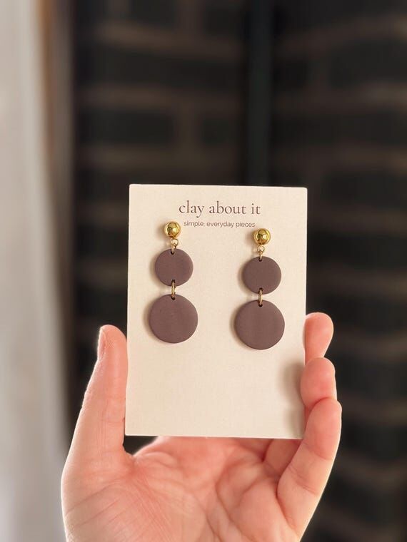 Circle Drop Earrings: Gold Plated Stainless S...