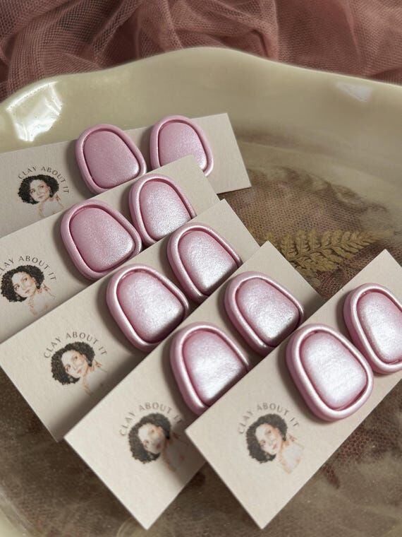 Pink Gum Drop Stud Earrings: Stainless Steel ...