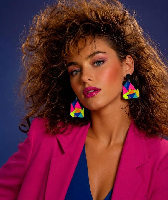 Retro Neon Geometric Polymer Clay Earrings | ...