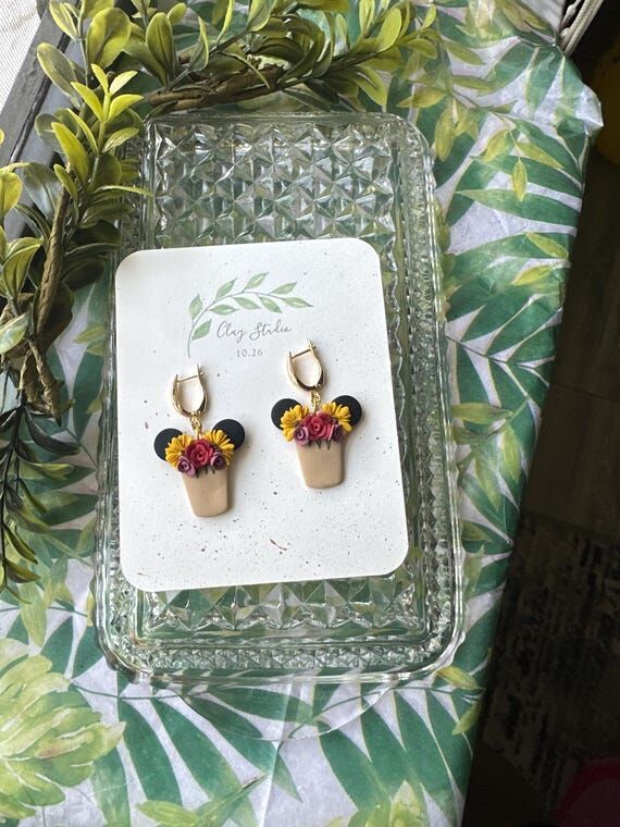 Floral Polymer Clay Dangle Earrings: Handmade...