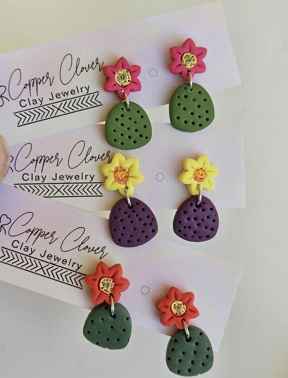 Western Jewelry **Cactus Stud Earrings** Poly...