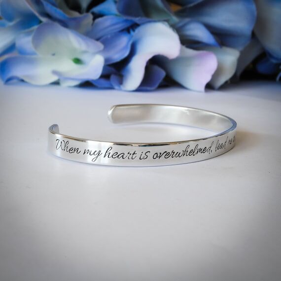 Hand Stamped Bracelet When My Heart Is Overwh...