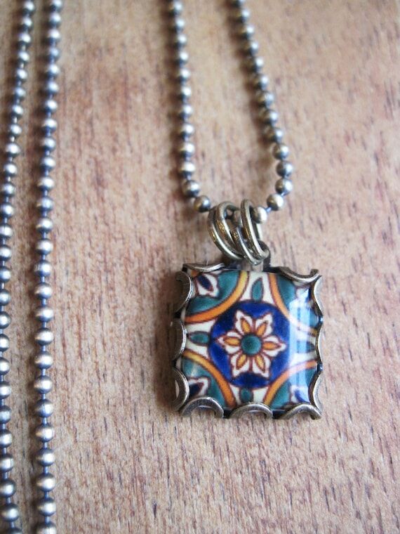 Ceramic tile necklace, Morocco, Portugal, Spa...