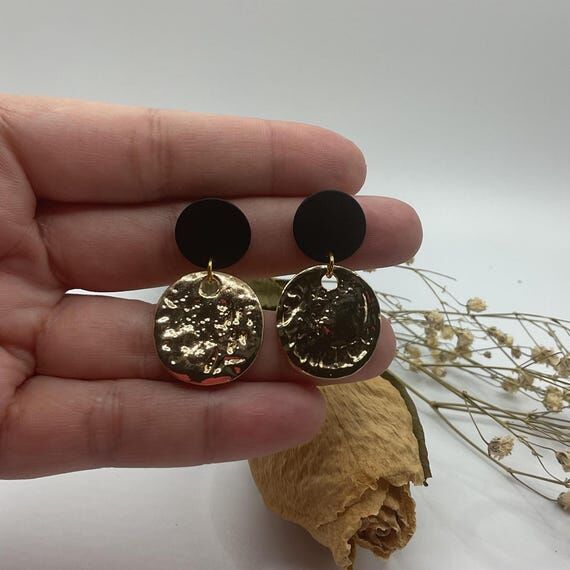 CLEO Handmade Earrings with Hammered Disc and...
