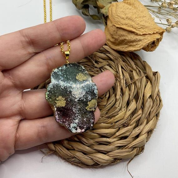IDARA Handmade Multicolor Resin Pendant with ...