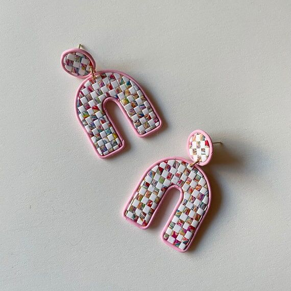 Arch Quilt Pattern Pink Cottagecore Polymer C...