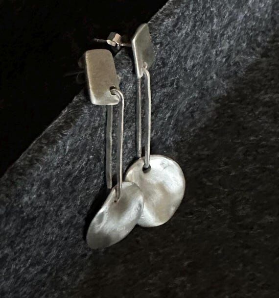 Handmade Sterling Silver Dangle Earrings. For...
