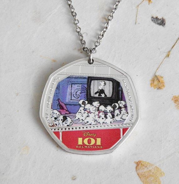 101 Dalmatians silver plated Coin Necklace/Ke...