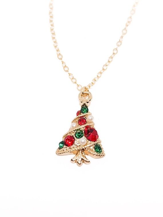 Christmas tree necklace Christmas necklace gi...