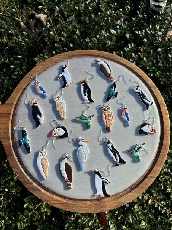 Hand Painted Polymer Clay Custom Bird Earring...