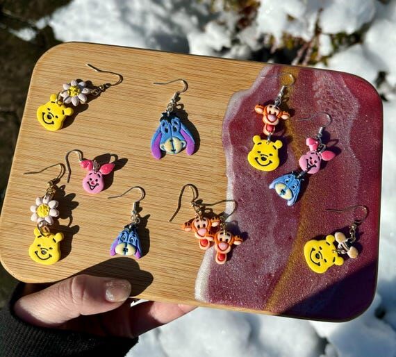Handmade Clay Earrings: Honey Bear and Friend...