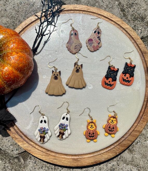 Handmade Polymer Clay Halloween Earrings | Wh...