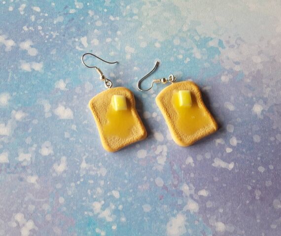 Toast earrings. Unusual earrings quirky earri...