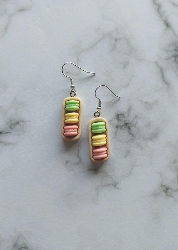 Macaron earrings. unusual quirky cute funny k...