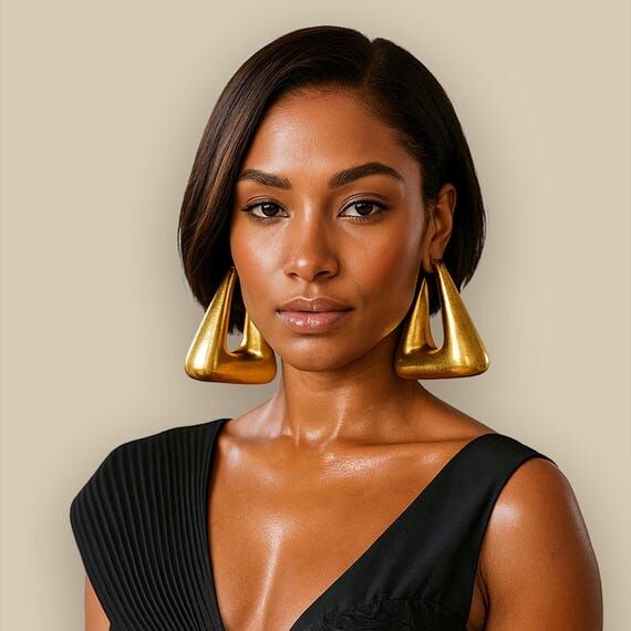 Gold Geometric Big Hoop Earrings: Chunky Bohe...