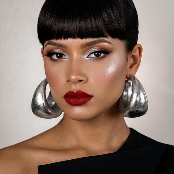Big Silver Hoop Earrings: Bold Bohemian Geome...