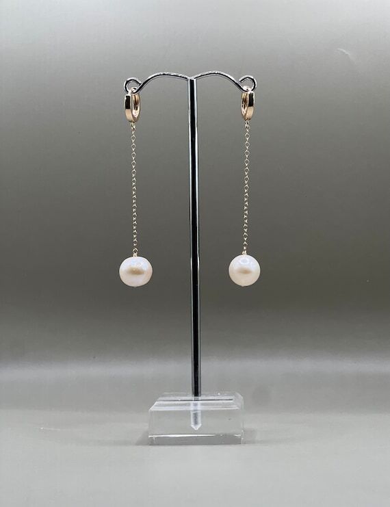 18k Gold Plated Hoop Earrings, Freshwater Pea...