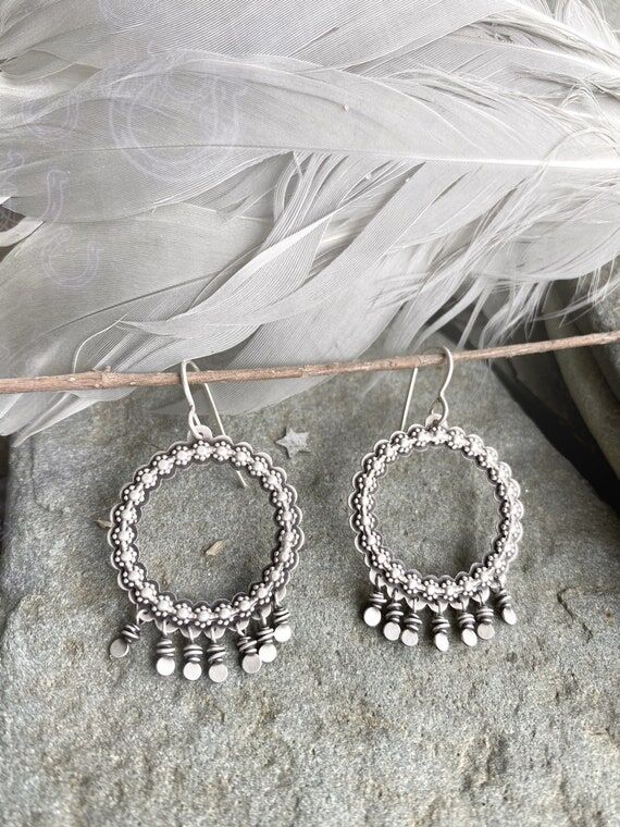 Flower Fringe Hoop Earrings...