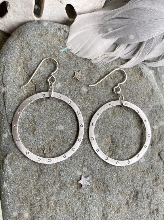 Medium Tiny Star Hoops, Tiny Star Swing Hoops...