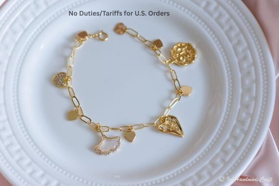 Custom Charm Bracelet, Personalized Letter Ch...