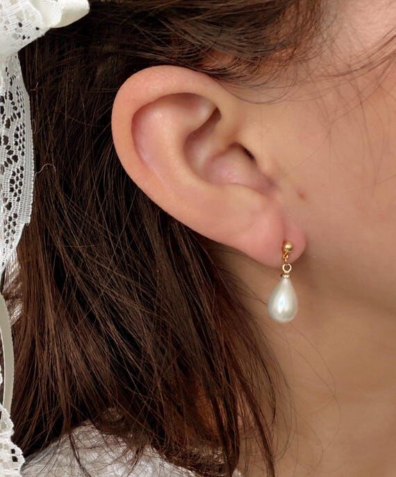 Freshwater Pearl Earrings, Minimalist Baroque...