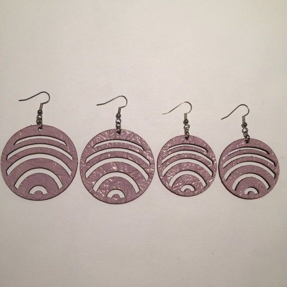 LILAC LEATHER EARRINGS, circular shape, laser...