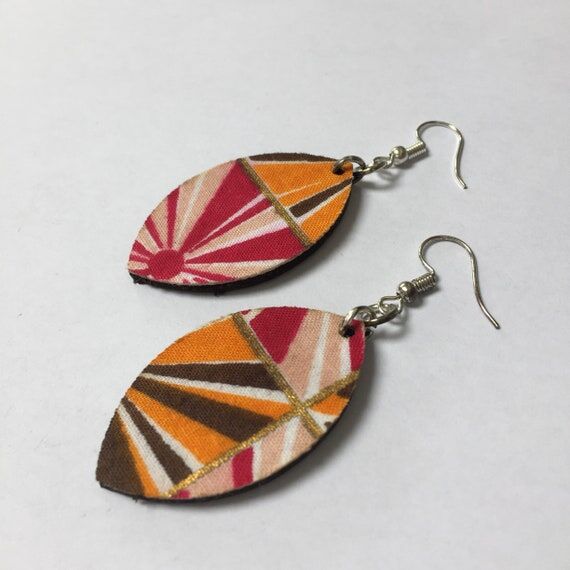 STRIPPED PATTERN EARRINGS, handmade statement...