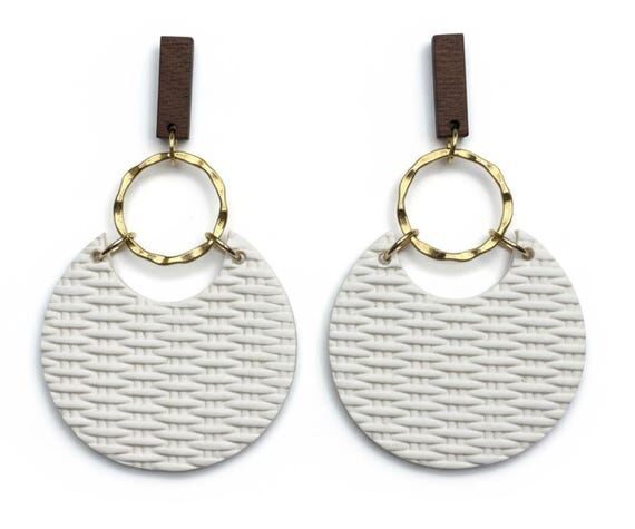 Handcrafted Polymer Clay & Hammered Metal Ear...