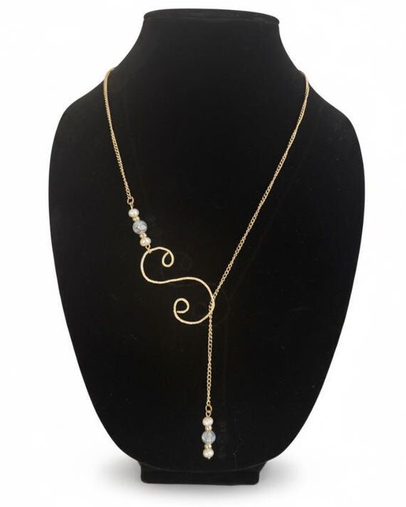Hammered Metal with Pearl Accents Necklace...
