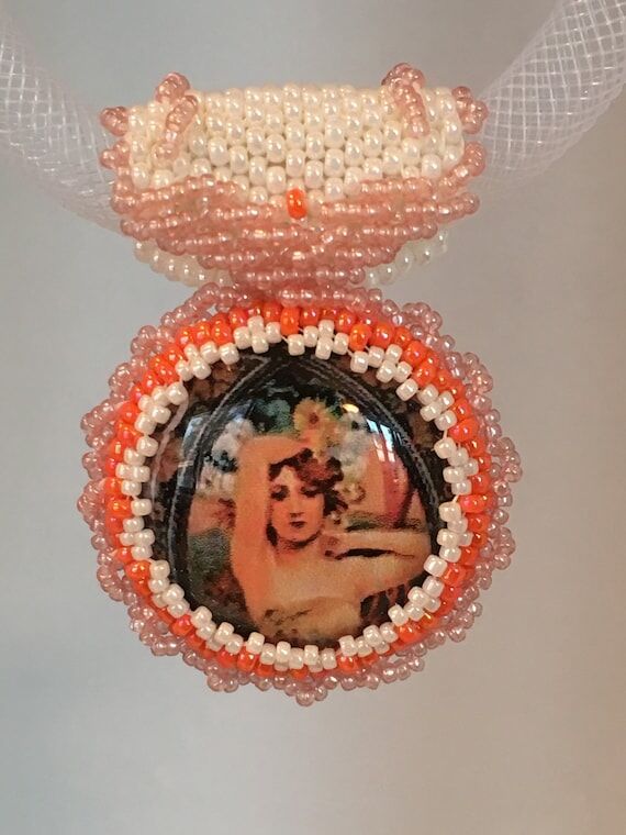 Good Morning Pendant on White Mesh Necklace, ...