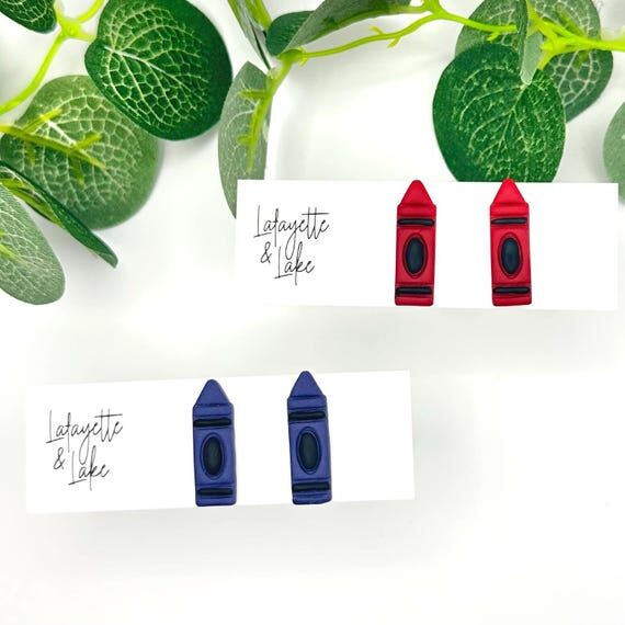 Handmade Crayon Stud Earrings in Multiple Col...