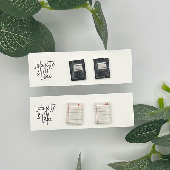 Composition Book and Notebook Earrings; Back ...