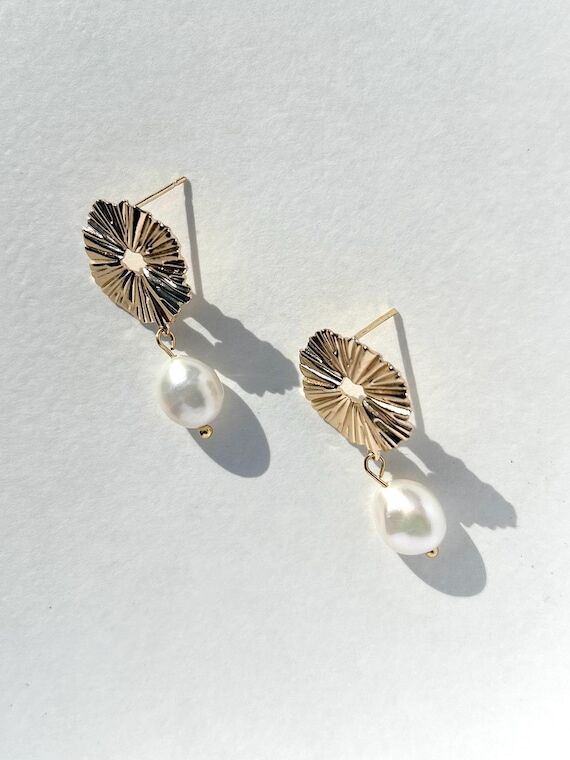 Gold Plated Pearl Earrings • Freshwater Pea...