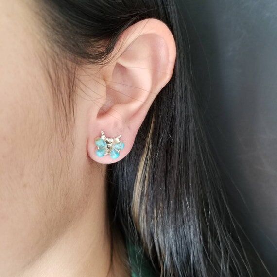 White Buffalo Butterfly Earrings/ Turquoise S...