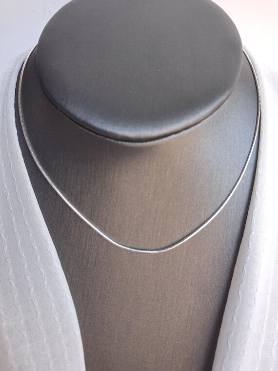 Sterling Liquid Silver Heishi Choker: Plain S...